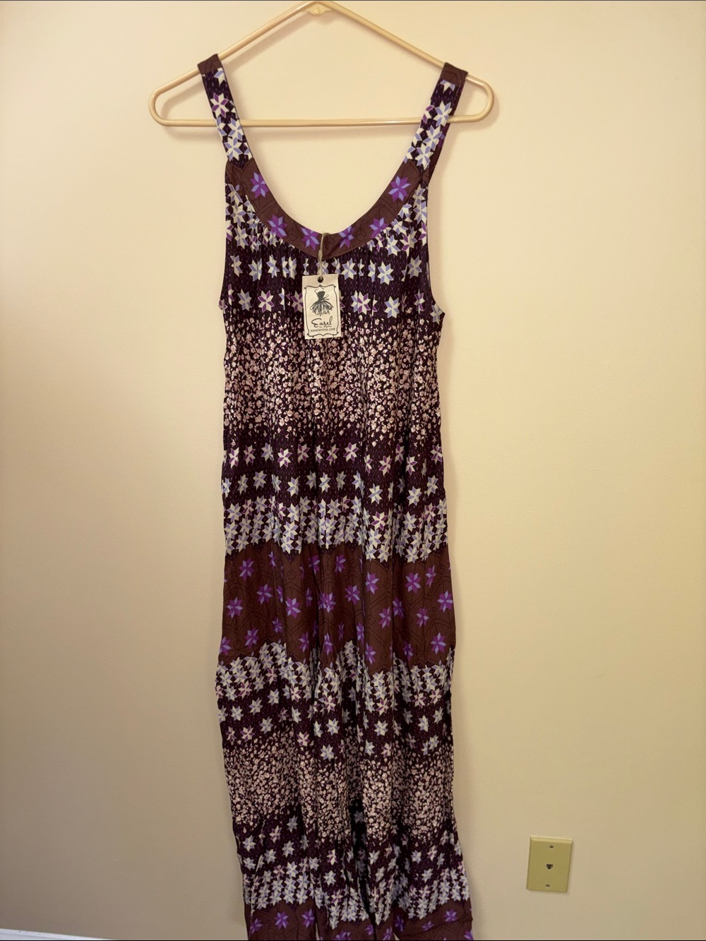 easel Brown & Purple Floral Tiered Dress